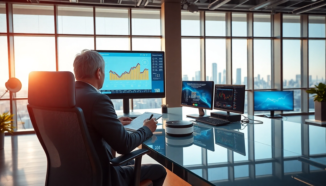 Technik News über aktuelle Trends in der Technologie, angepriesen in einem modernen Büro mit Hochtechnologie.