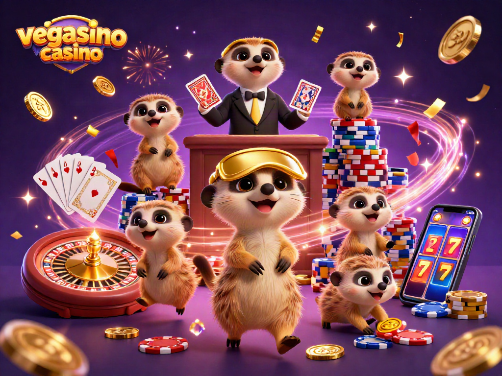 Experience the excitement of vegasino casino with meerkats running the ultimate gaming operation featuring vibrant slots and games.