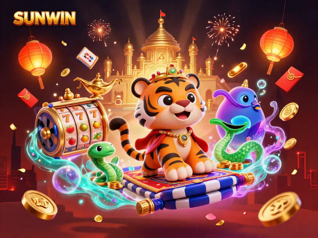 Experience the vibrant world of SUNWIN with a magical casino-themed scene showcasing exciting game elements.