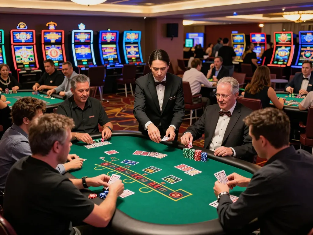 Experience thrilling blackjack action at LC88 casino with excited players and vibrant atmosphere.