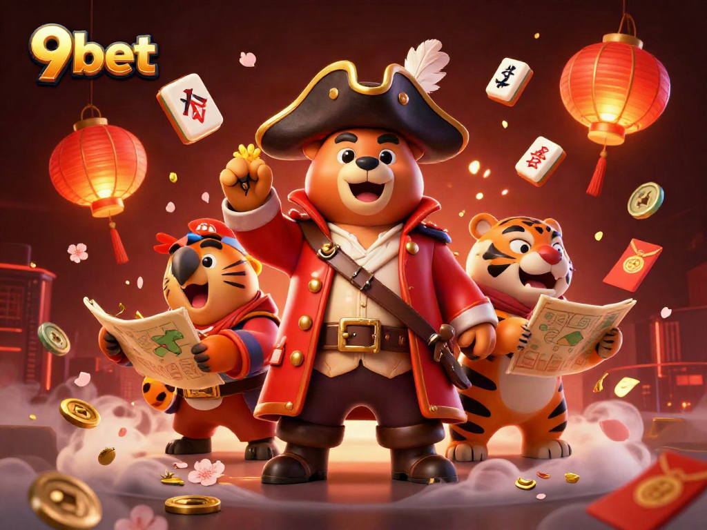 Witness the excitement of 9bet with vibrant characters and casino elements in a dynamic scene.