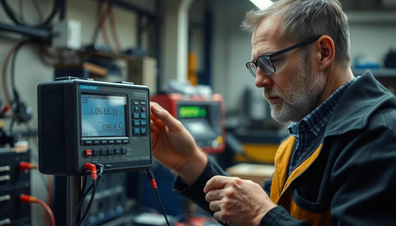Prüfen der ortsveränderlichen elektrischen Betriebsmittel durch einen Elektrofachmann mit modernem Prüfgerät.