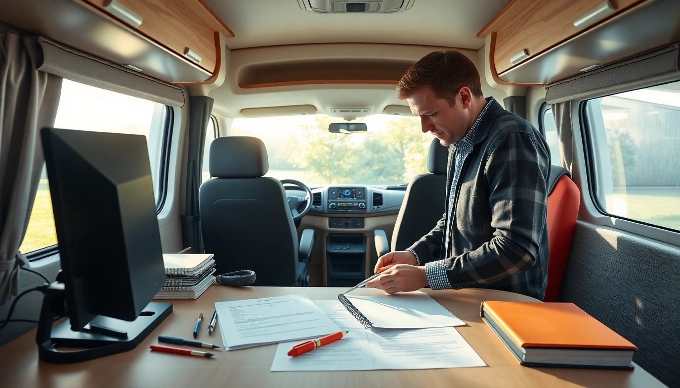 Wohnmobil Gutachten Augsburg: Fachmann führt professionelle Bewertung eines Wohnmobils durch.