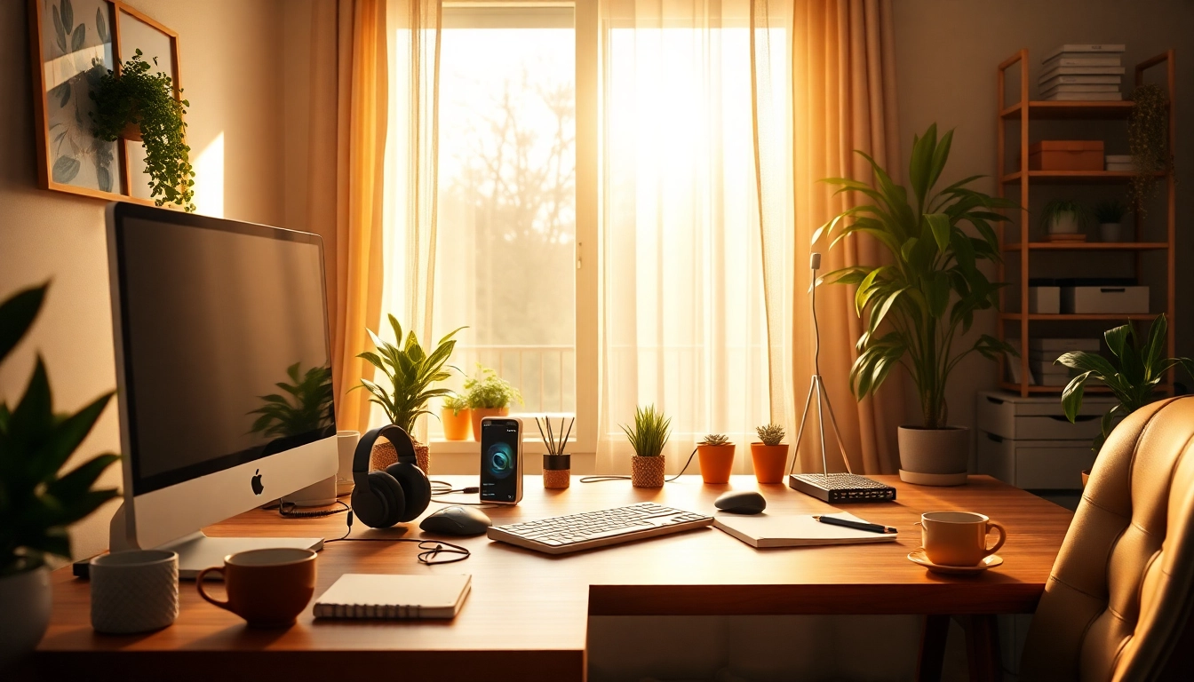 Nutzen Sie Technik Tipps für effizientere Arbeit im modernen Home Office mit stilvollem Setup.