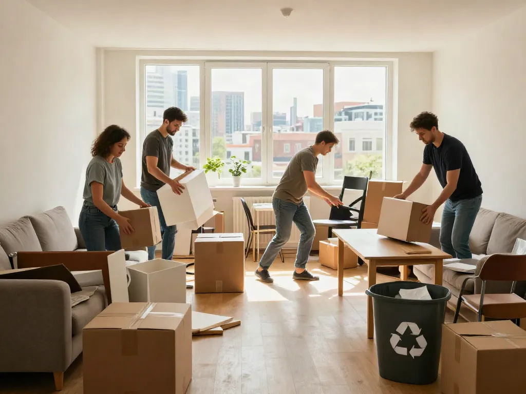 Professionelles Team bei der Wohnungsentrümpelung Berlin mit klaren Preisangaben und effizienter Abwicklung.