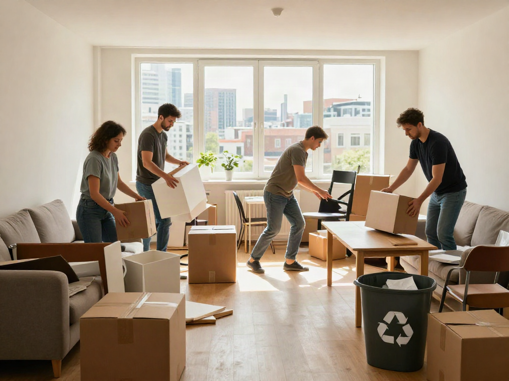 Professionelles Team bei der Wohnungsentrümpelung Berlin mit klaren Preisangaben und effizienter Abwicklung.
