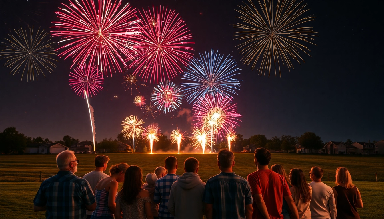Celebrate with cheap fireworks near me illuminating the night sky, bringing joy to families.