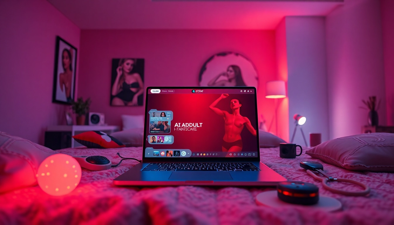 Engaging in porn AI chat in a cozy room with vibrant colors and a sleek digital interface.