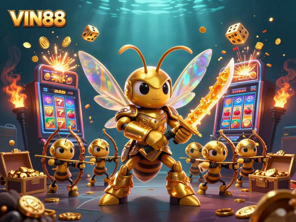 Engage in thrilling gameplay with VIN88's exciting casino illustration showcasing delightful features and jackpots.