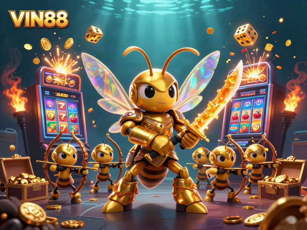 Engage in thrilling gameplay with VIN88's exciting casino illustration showcasing delightful features and jackpots.