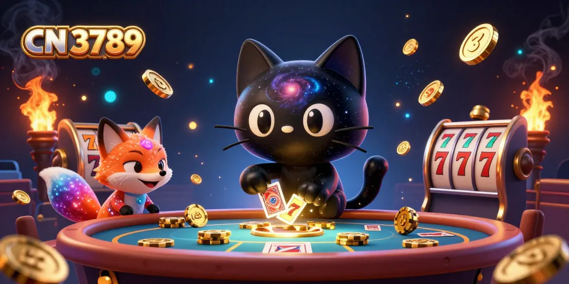 Experience the cosmic thrill of CN 3789 as the black hole cat draws in golden chips at a casino.