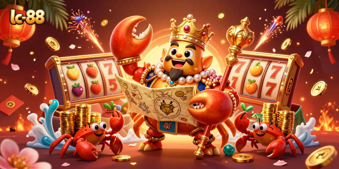 Experience the excitement of lc-88 with a lavish casino scene featuring the golden crab emperor and dynamic game elements.