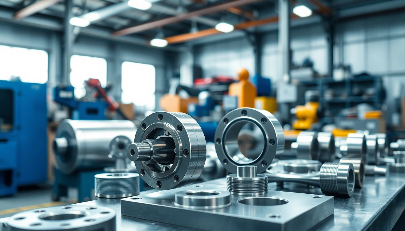 Drehteile in einer industriellen Werkstatt mit präzisen CNC-gefertigten Teilen.