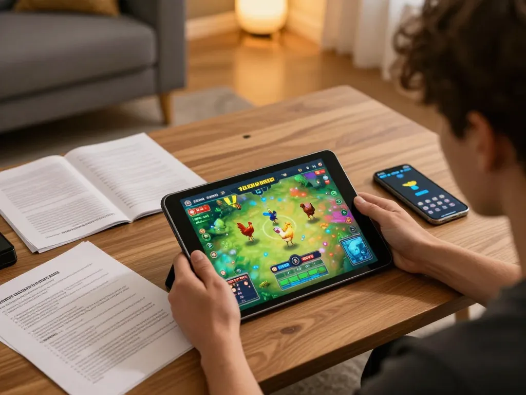 Engaging online gaming scene featuring trực tiếp đá gà 88 on a tablet, showcasing dynamic betting activities.