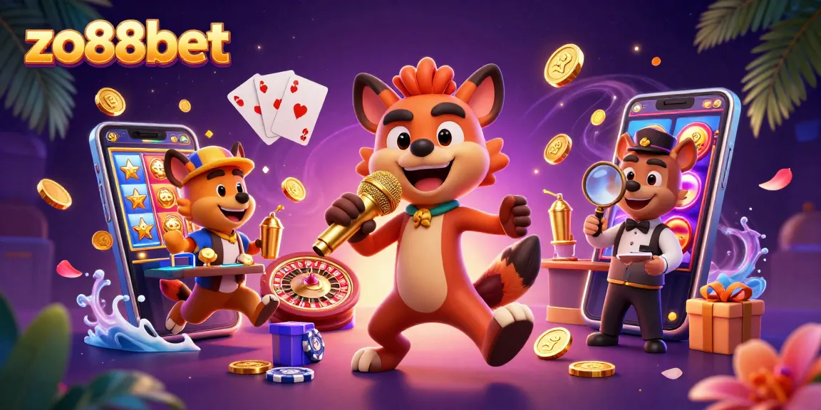 Engage with exciting casino fun at zo88bet, featuring lively hyenas in a comedy club setting.