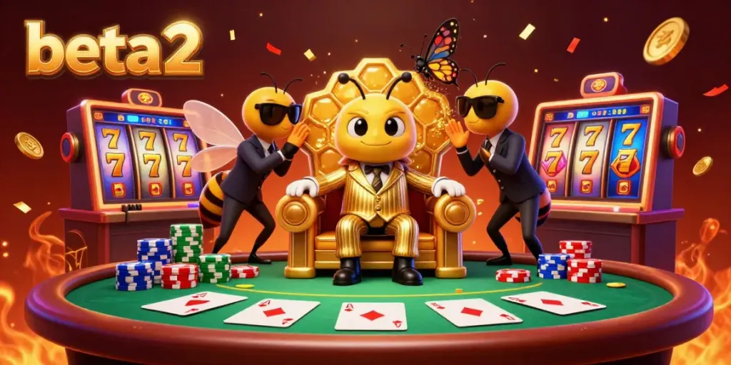 Engage with beta2 as this illustrated mob scene reveals a bumblebee boss at a colorful casino.