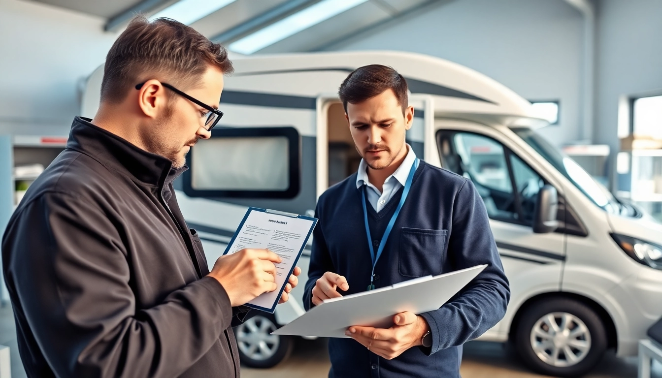 Wohnmobil Gutachten Augsburg zeigt einen Experten, der die Inspektion eines Wohnmobils durchführt.
