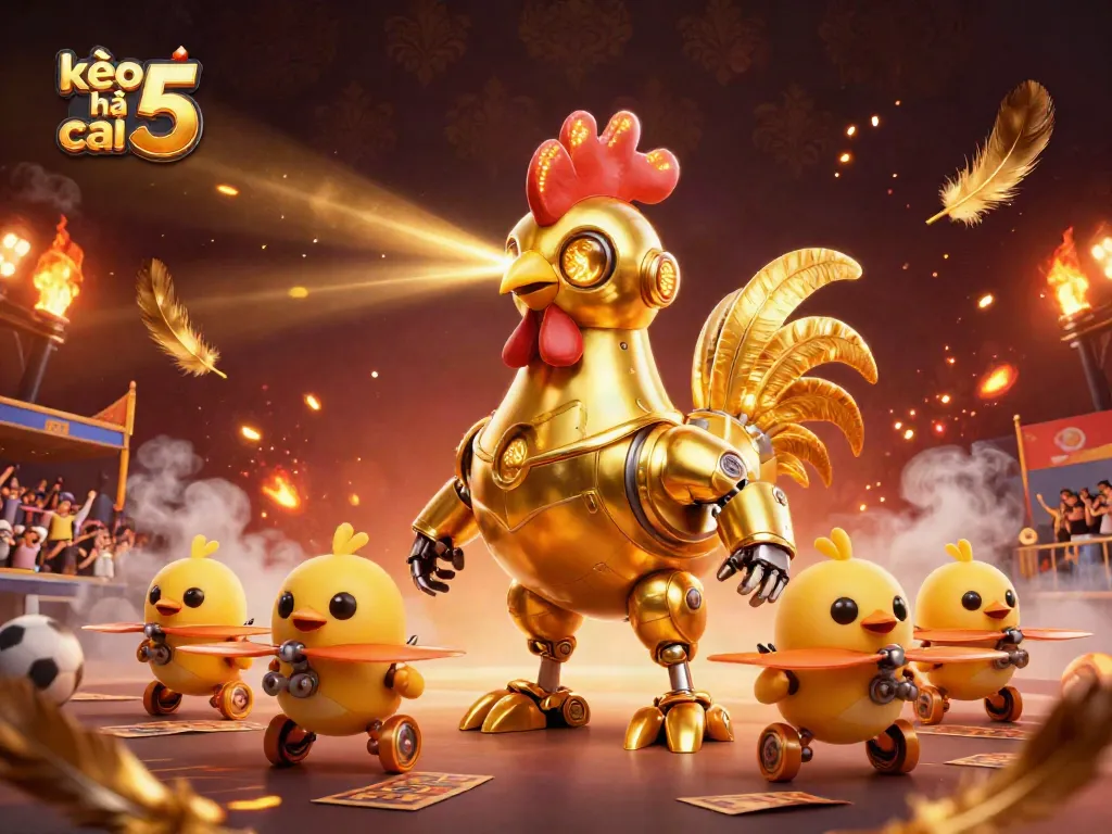 Engage in thrilling actions with kèo nhà cái 5 sports betting experience, featuring dynamic golden rooster robot.