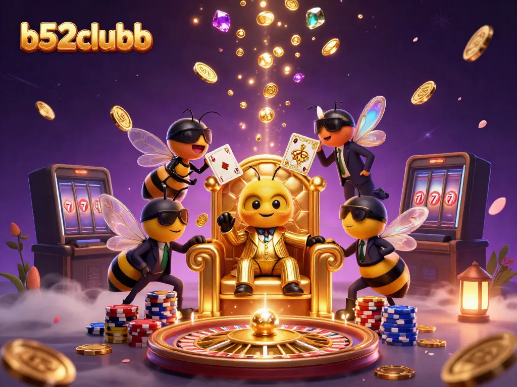 Experience the fun of b52clubb with a vibrant illustration of a casino scene featuring exciting game elements.