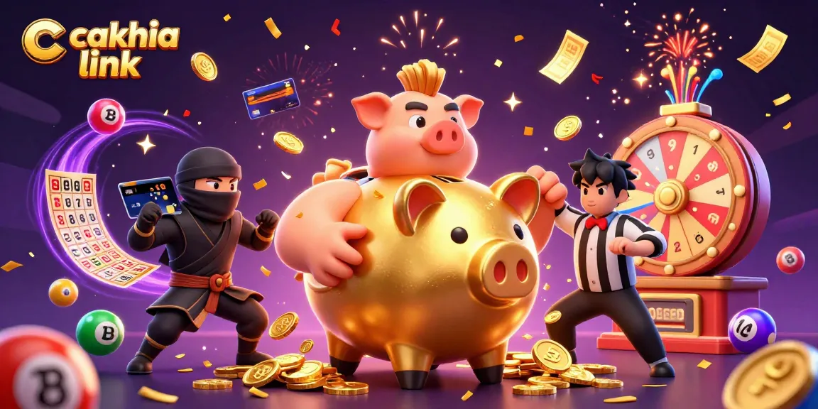 Engage with exciting cakhia link as a sumo piggy bank wrestler captivates with colorful lottery elements.