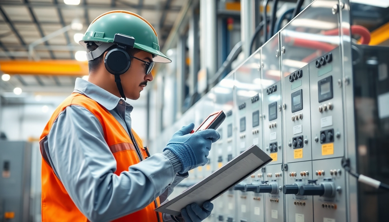 DGUV V3 Prüfung bei Techniker, der elektrische Geräte sicherheitsprüft.