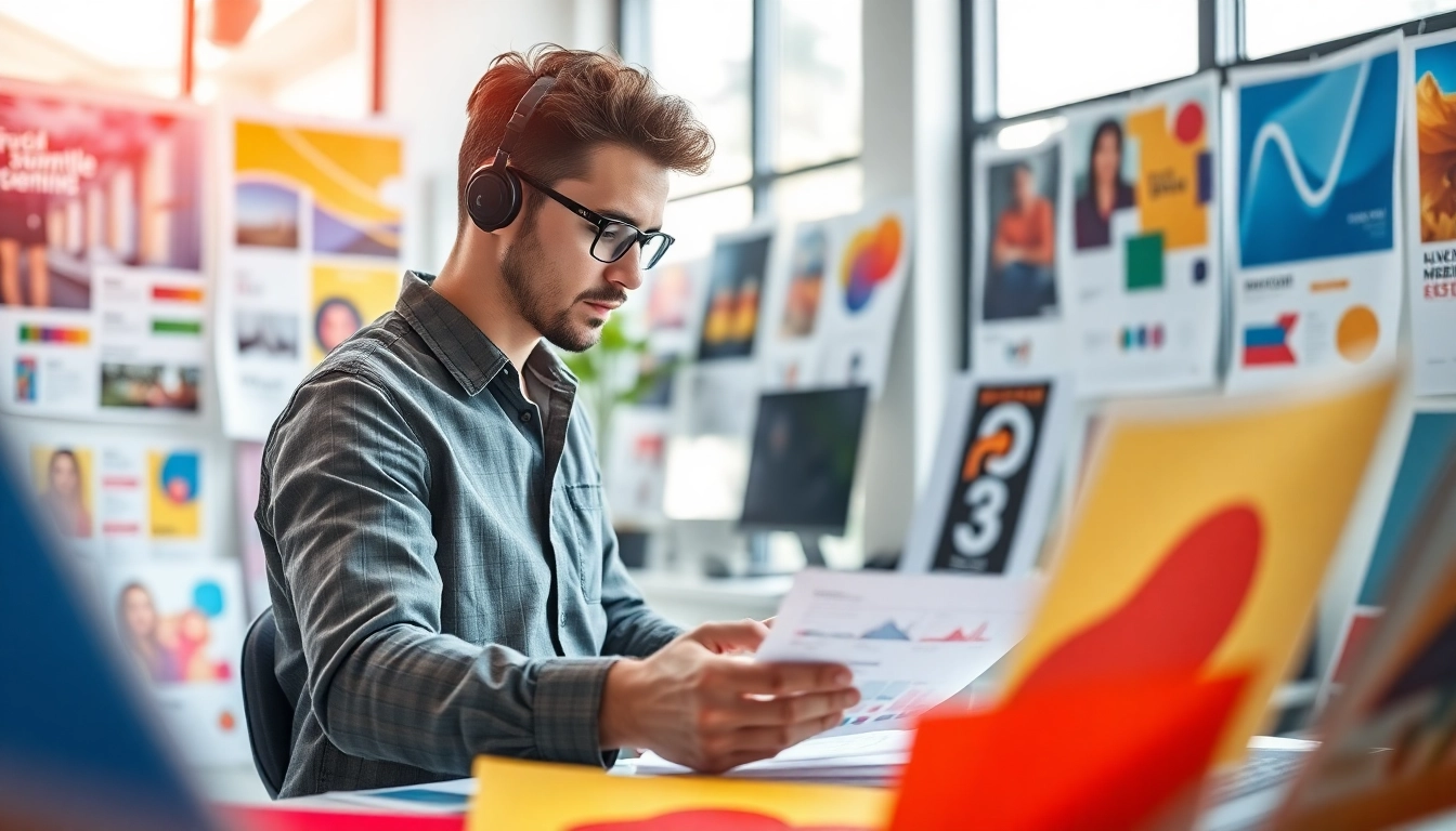 Person, medialen selbst gestalten, erstellt kreatives Design in einem modernen Studio