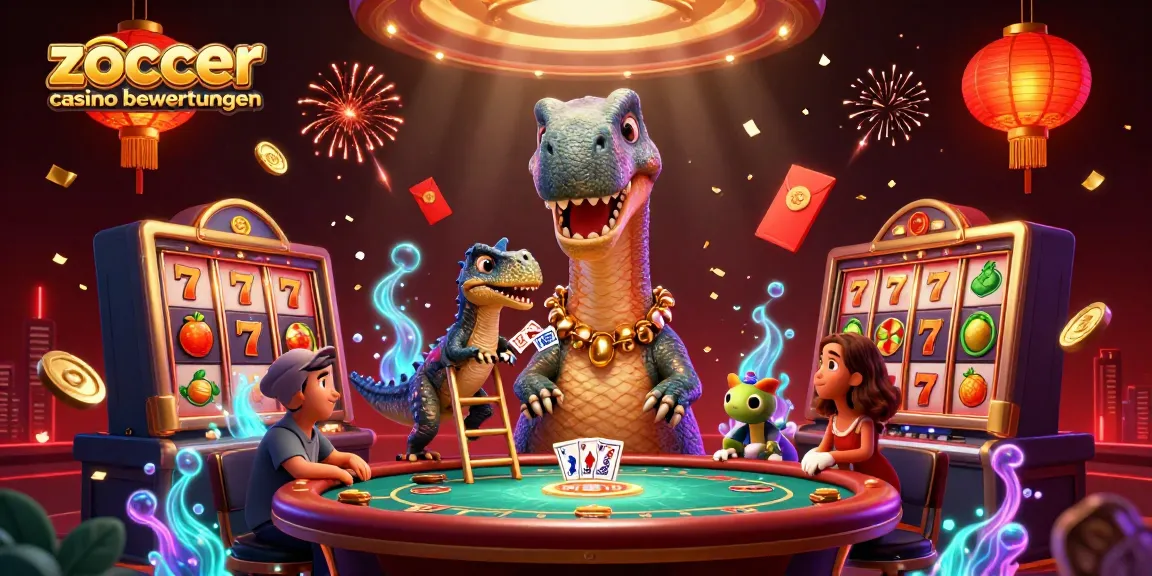 Experience zoccer casino bewertungen with a whimsical 3D illustration showcasing a brontosaurus casino-host!
