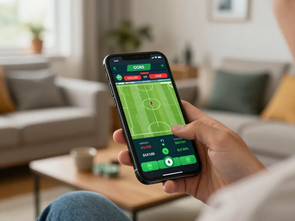 Placing bets on football matches using the dh88 mobile app in a warm home setting.