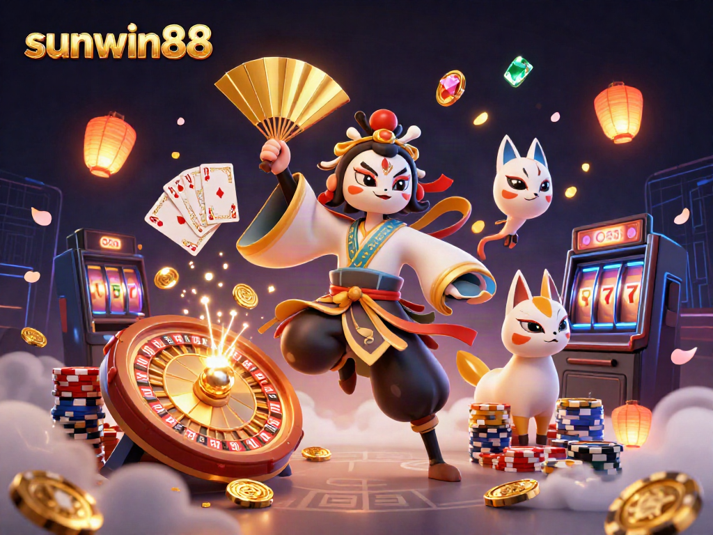 Experience the vibrant sunwin88 gaming world with exciting characters and casino elements.