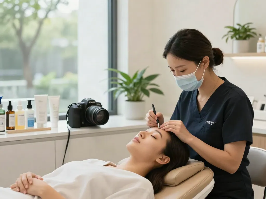 Augenringe entfernen mit CCeye® Behandlung in einem modernen Schönheitssalon.