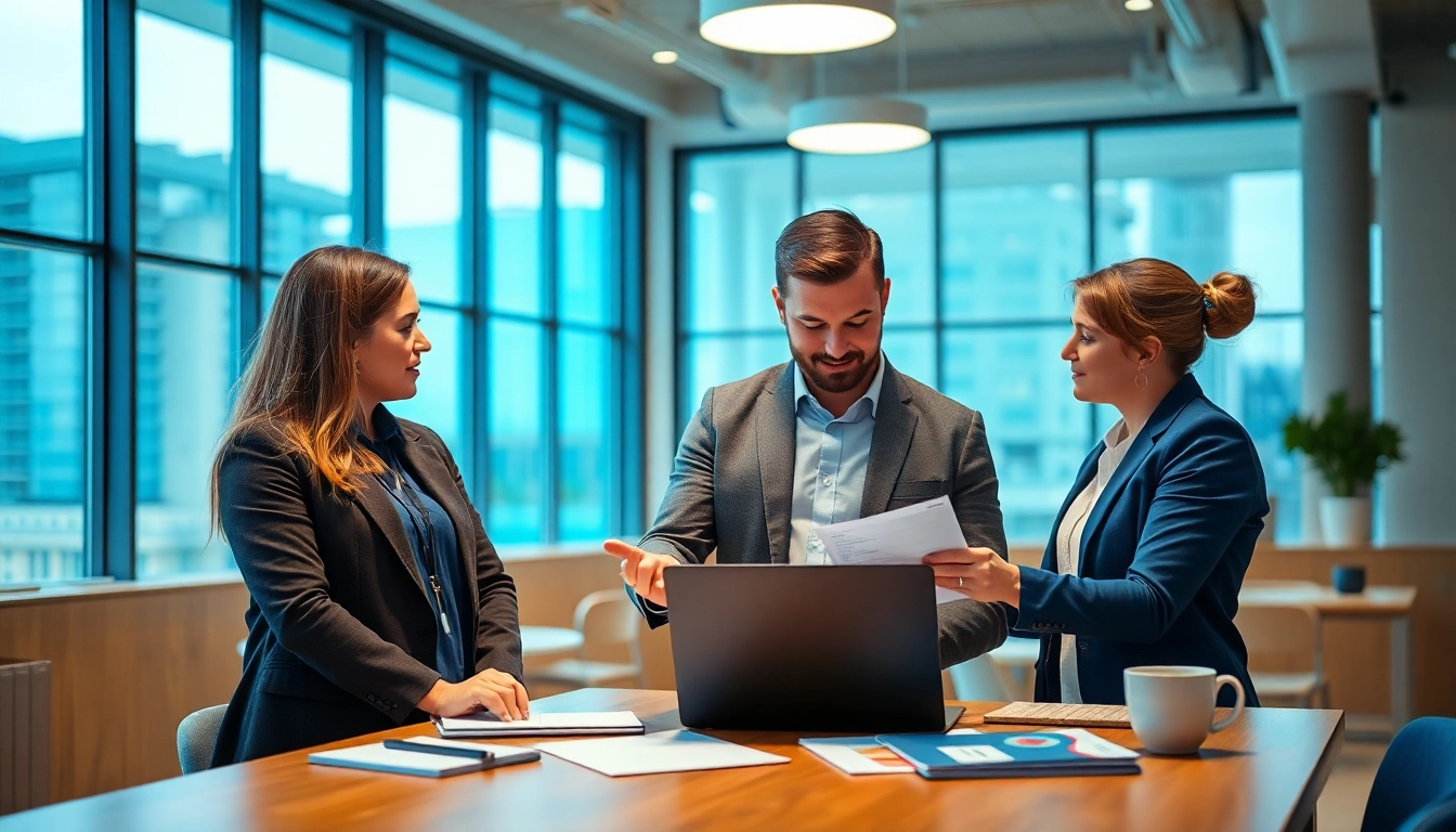 Bei der Personalvermittlung unterstützt ein Consultant einen Kunden in einem modernen Büro.