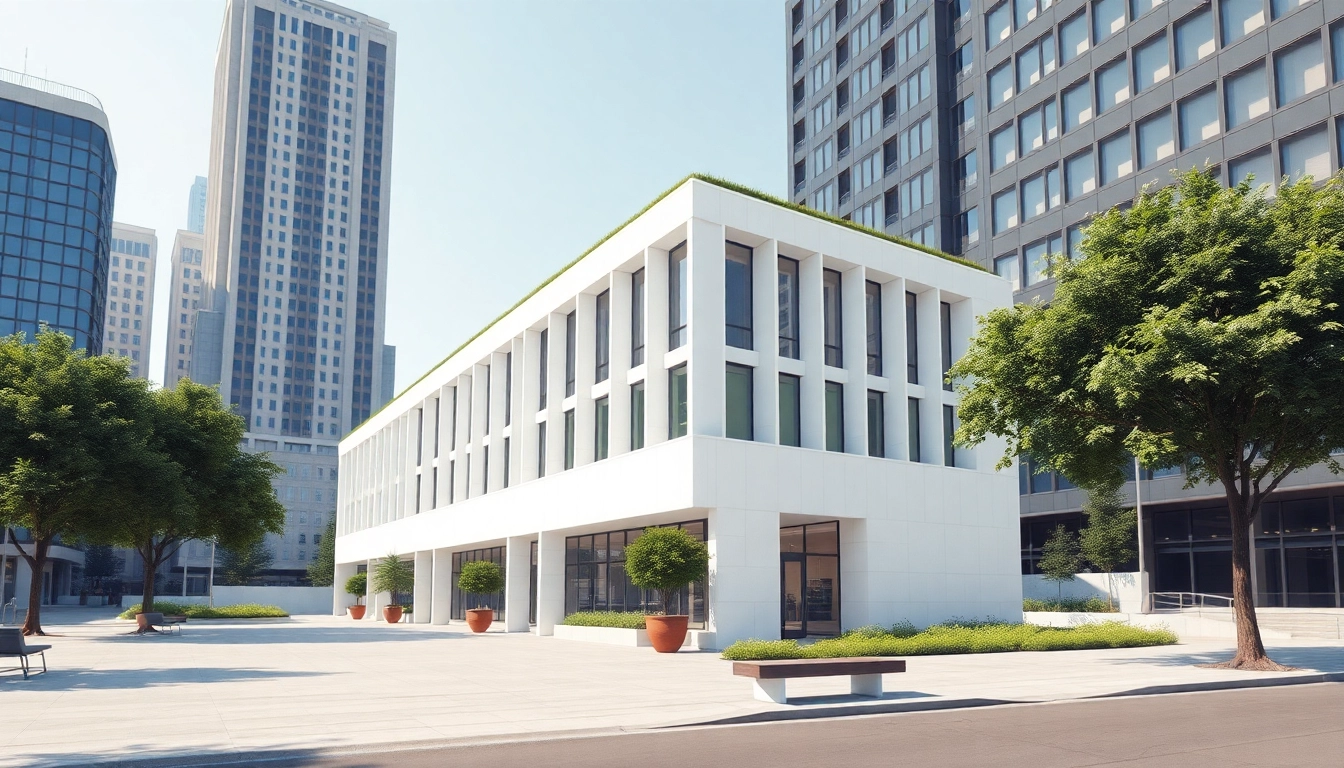 Architektur visualisierung eines modernen Gebäudes im urbanen Umfeld, das Lebensqualität erhöht.