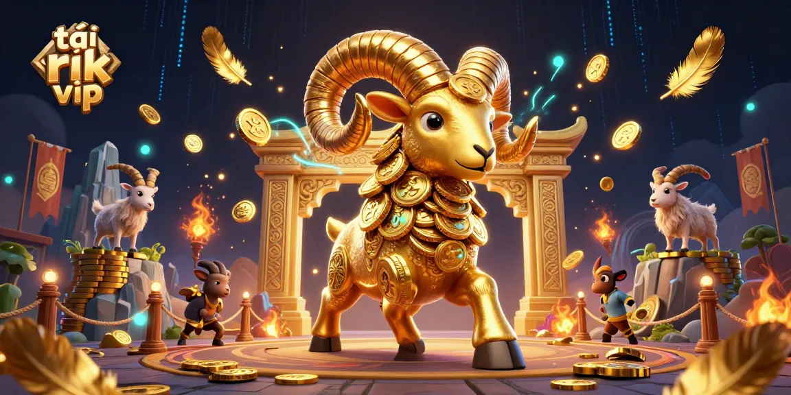 Engage in 3D action with tải rik vip game featuring golden ram and casino elements.
