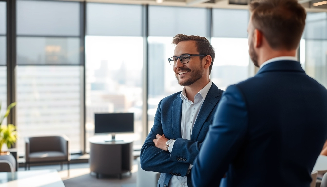 Professioneller Headhunter Köln berät Klienten in modernem Büro.