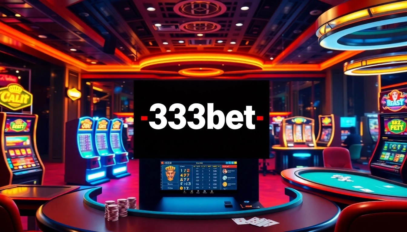 Experience the excitement of 333bet with professional croupiers and vibrant casino elements.
