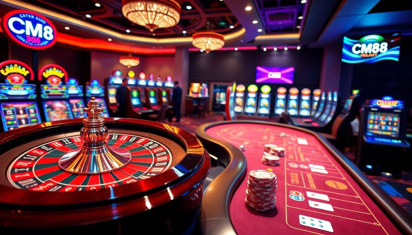 Players enjoying the excitement of online gambling at CM88 with vibrant casino games.