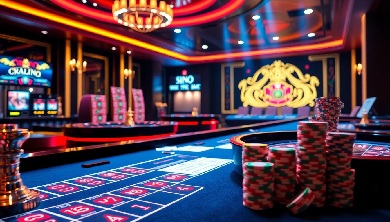 Daga gaming excitement captured in a luxurious online casino environment with roulette and poker elements.