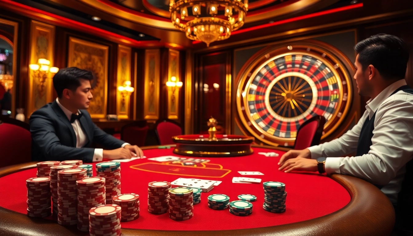 Engaging poker game at nn888 casino with colorful chips and vibrant atmosphere.