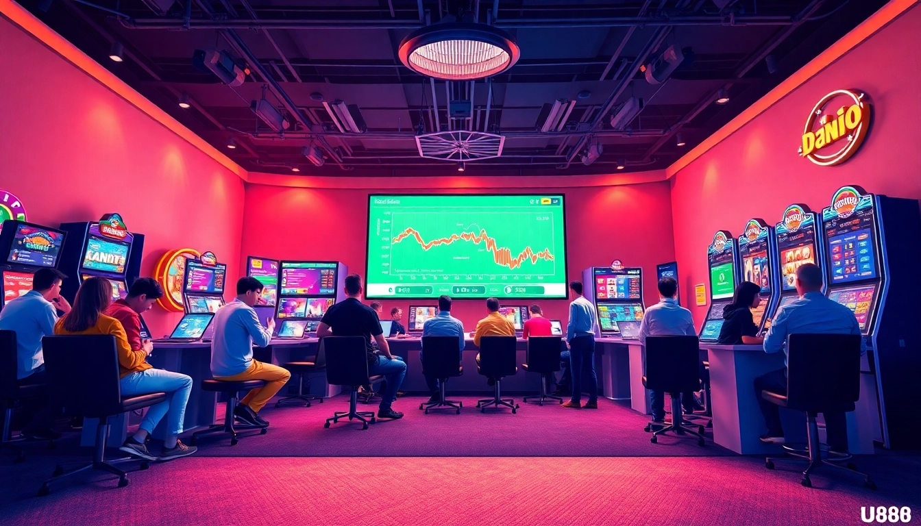 Dynamic online gambling scene showcasing nhà cái u888's diverse gaming options and user-friendly interface.