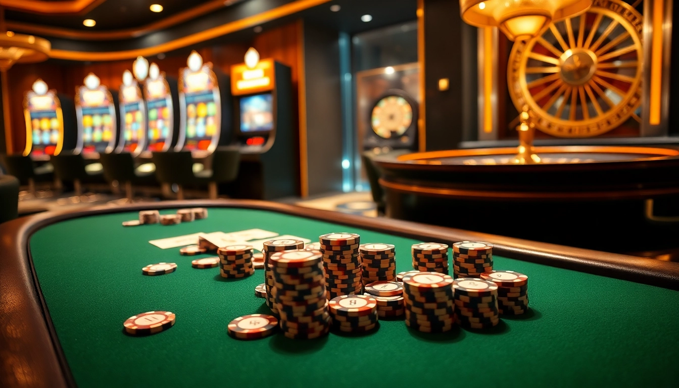 Experience the thrill of gambling at 789win's luxury poker table, filled with chips and cards.