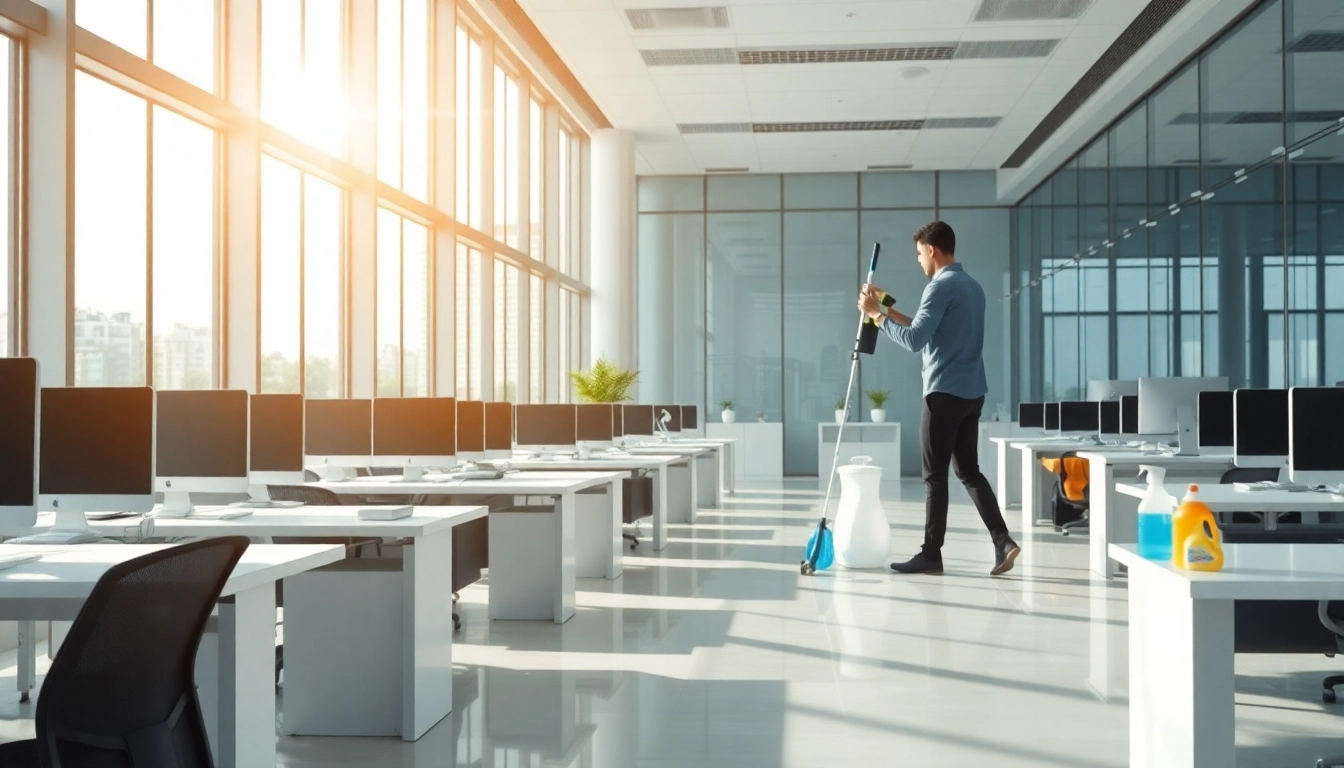 Büroreinigung Berlin in einem modernen Büro mit glänzenden Fenstern und sauberen Tischen