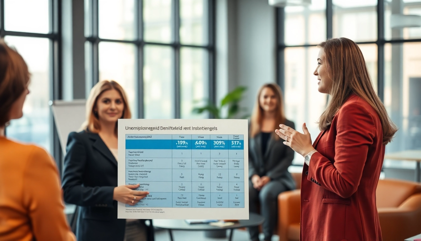 Erfahrene Personen diskutieren relevante Arbeitslosengeld Informationen in einem modernen Büro.