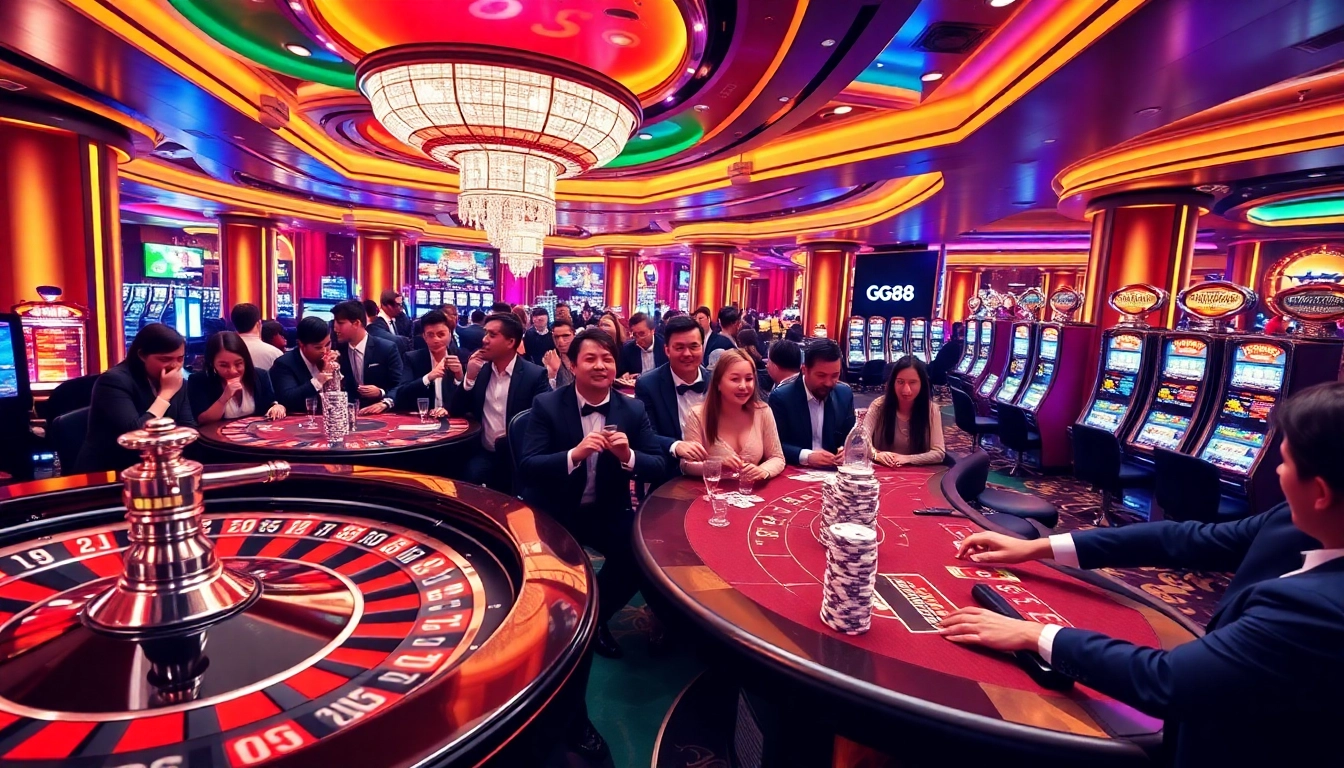 Experience exhilarating gaming action at nhà cái gg88 with vibrant casino tables and engaging players.