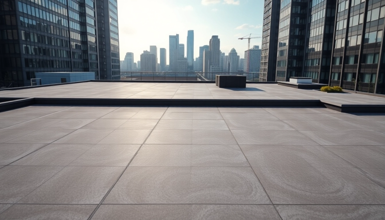 Der Flachdachsanierung Konzept zeigt ein modernes Renovierungsprojekt in urbaner Umgebung mit klaren Materialstrukturen.