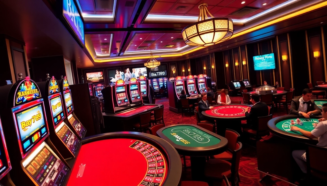 Experience thrilling gaming at Bay789 with vibrant casino scenes and exciting table games.
