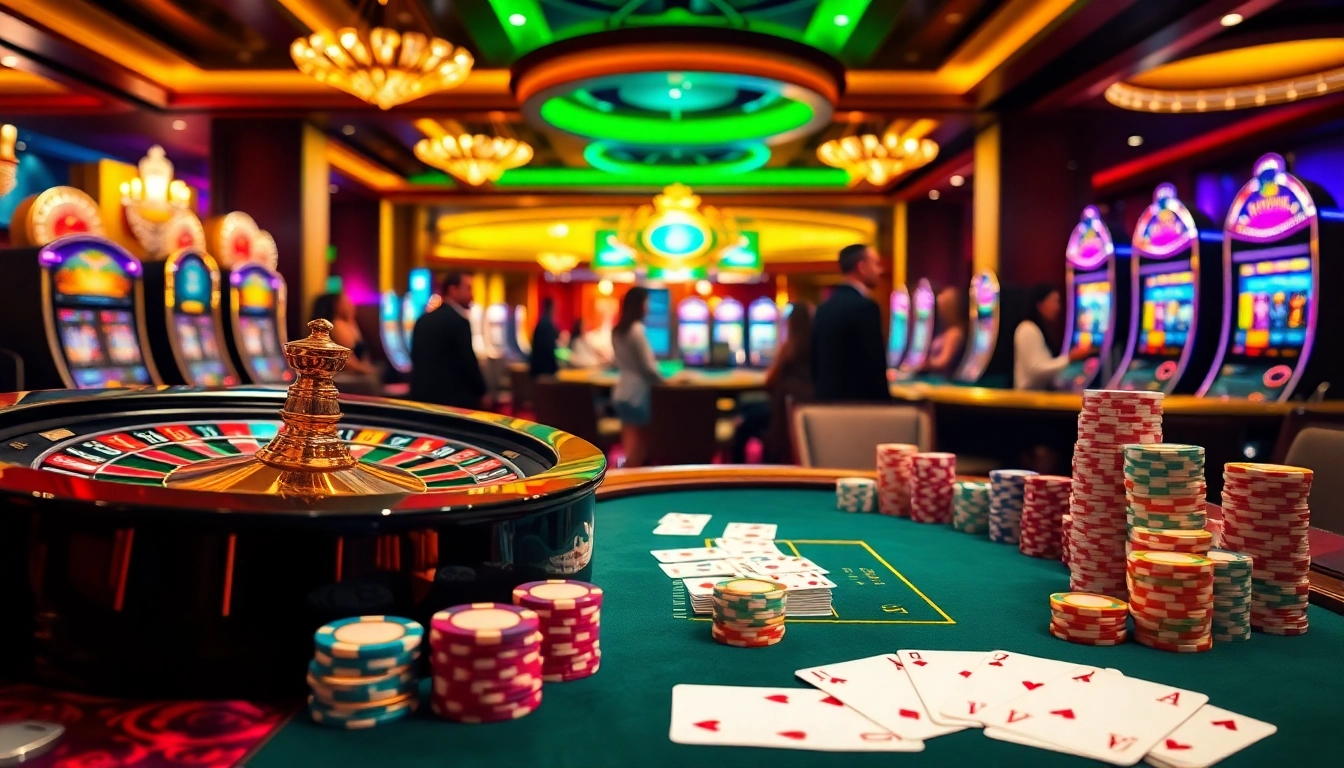 Experience the thrill of gameplay with https://88i8i.net/ featuring an exciting casino scene of roulette and poker.