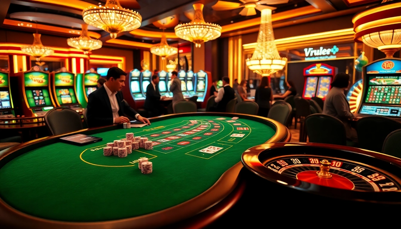 VU88 engages players with a vibrant casino scene showcasing poker chips, cards, and a roulette wheel.