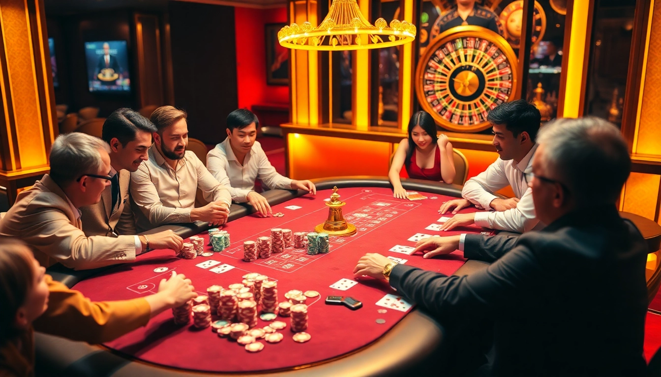 Engage in thrilling gameplay at https://uu88.gl/ with colorful poker chips and an illuminated casino atmosphere.