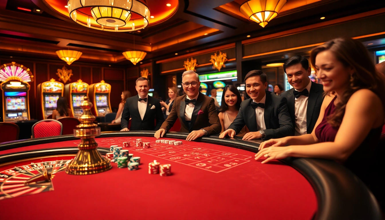 C168 gamblers enjoying a thrilling casino experience with poker and roulette in a luxurious setting.