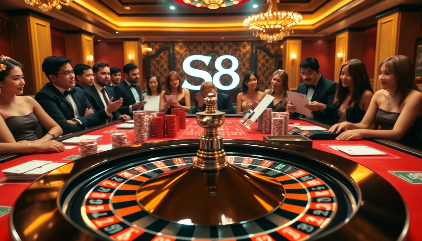 Engaging gambling experience at Nhà cái S8 with players enjoying casino games.